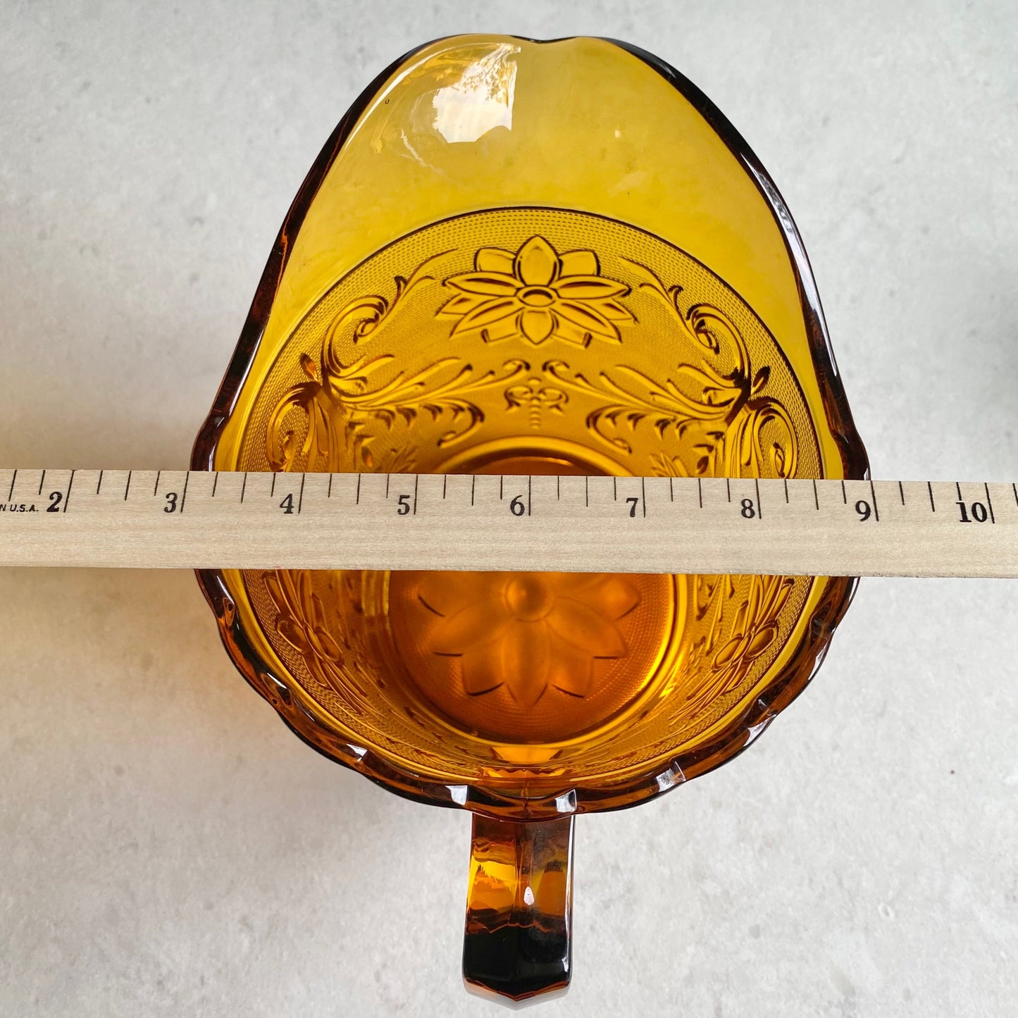 Vintage Tiara Glass Amber Chantilly Pitcher (circa 1971 - 1989)