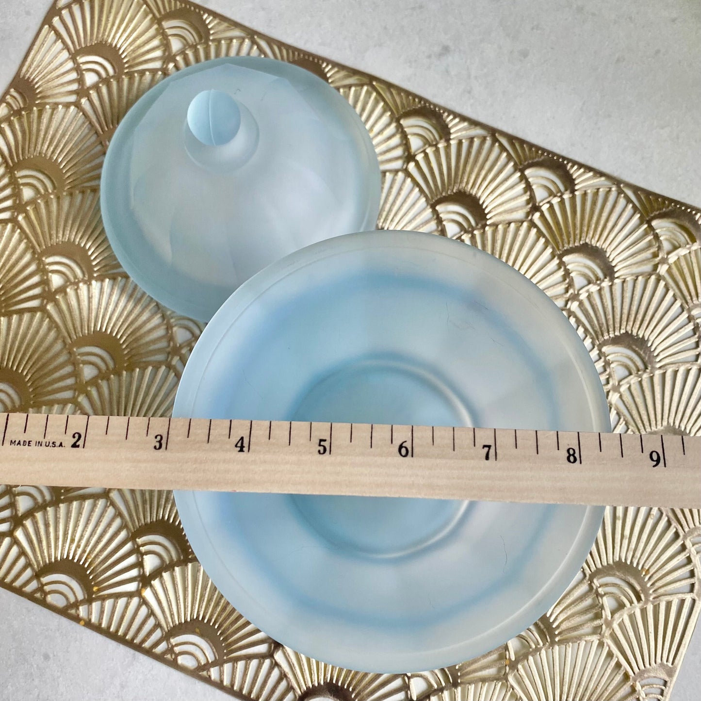 Vintage Indiana Glass Satin Frosted Blue 10 Inch Jar with Lid