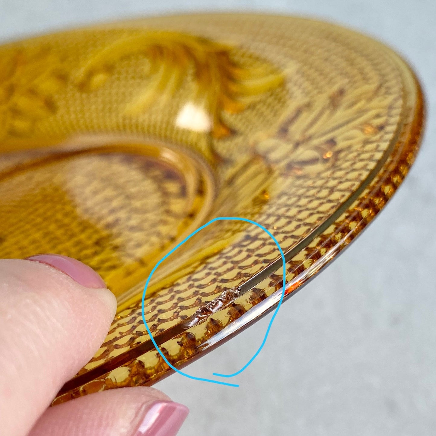 Vintage Tiara Glass Amber Chantilly Snack Sets (circa 1971 - 1989) - 8 pieces total, 4 plates and 4 cups