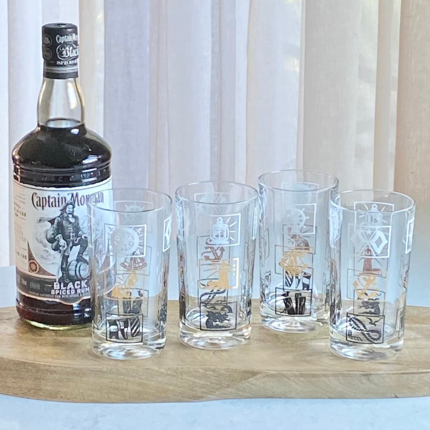 Vintage Nautical Themed Tumblers - Set of 4