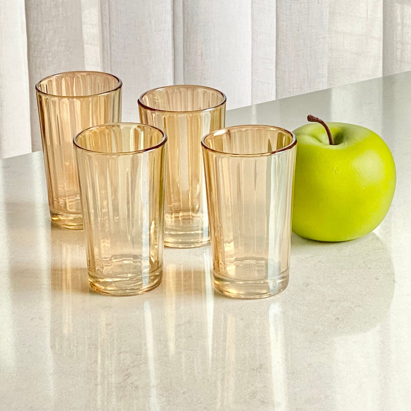 Vintage Jeannette Marigold Carnival Glass Ribbed Tumblers