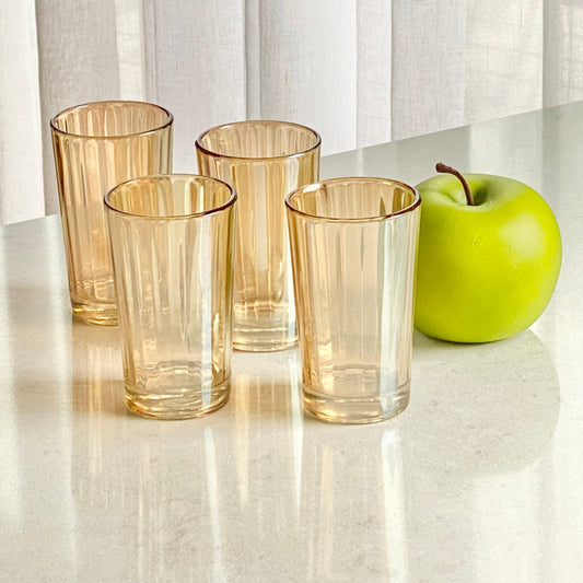 Vintage Jeannette Marigold Carnival Glass Ribbed Tumblers