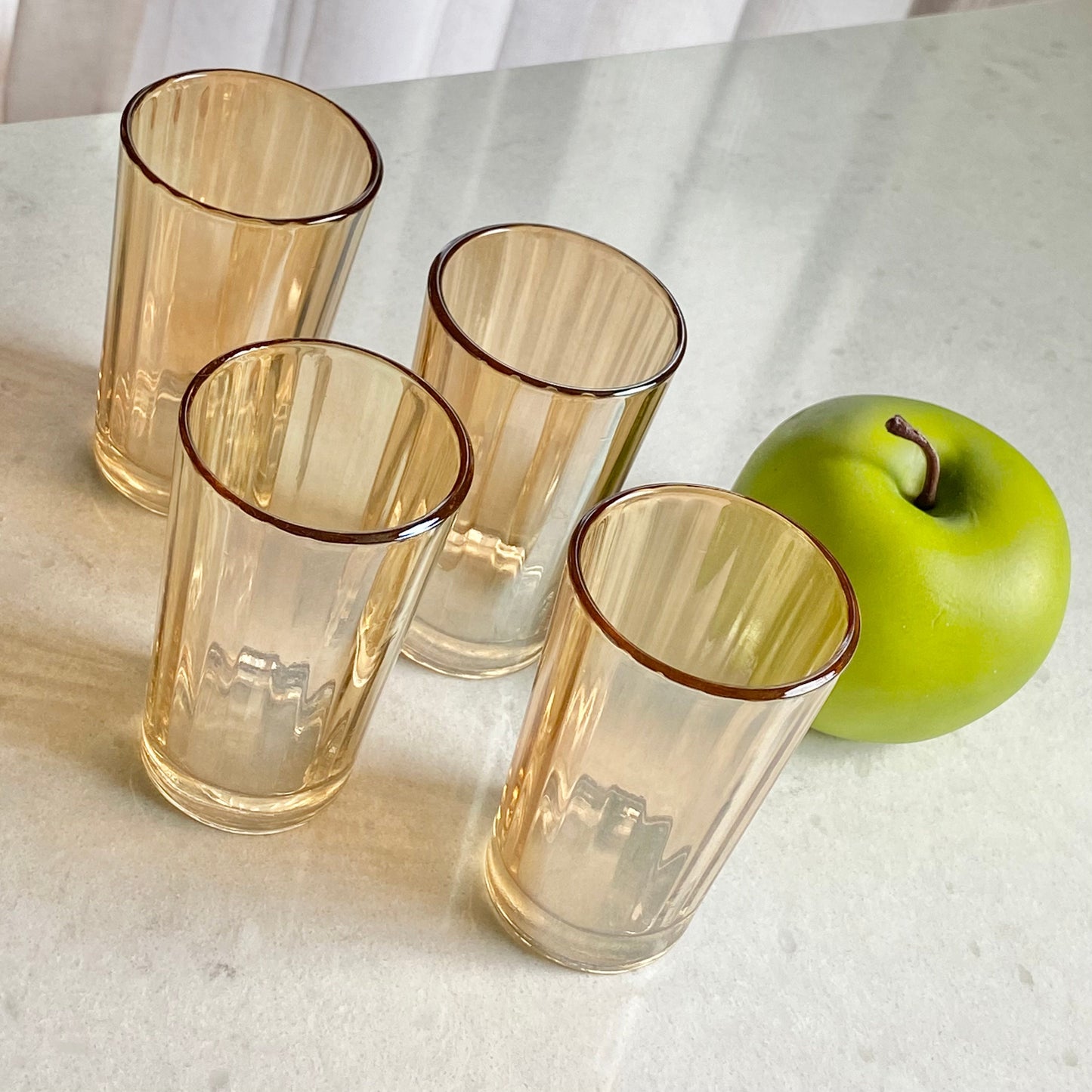 Vintage Jeannette Marigold Carnival Glass Ribbed Tumblers