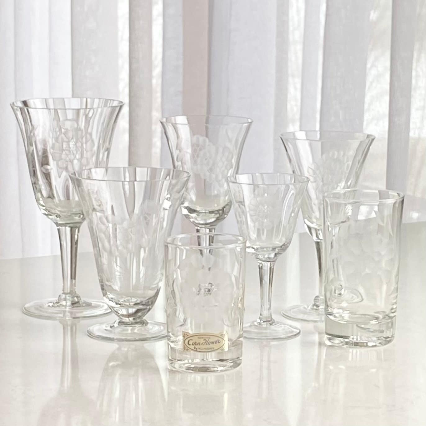 Vintage WJ Hughes Cornflower Glasses - Set of 6