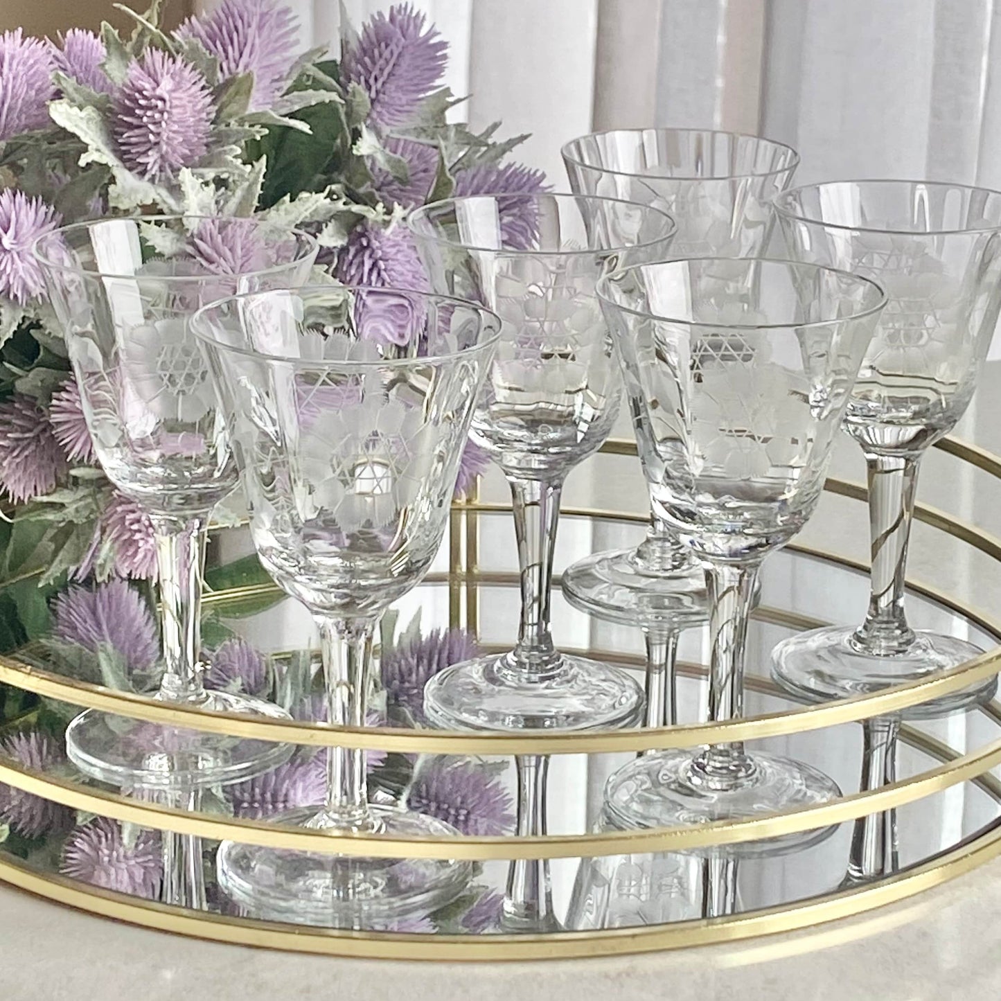 Vintage WJ Hughes Cornflower Glasses - Set of 6