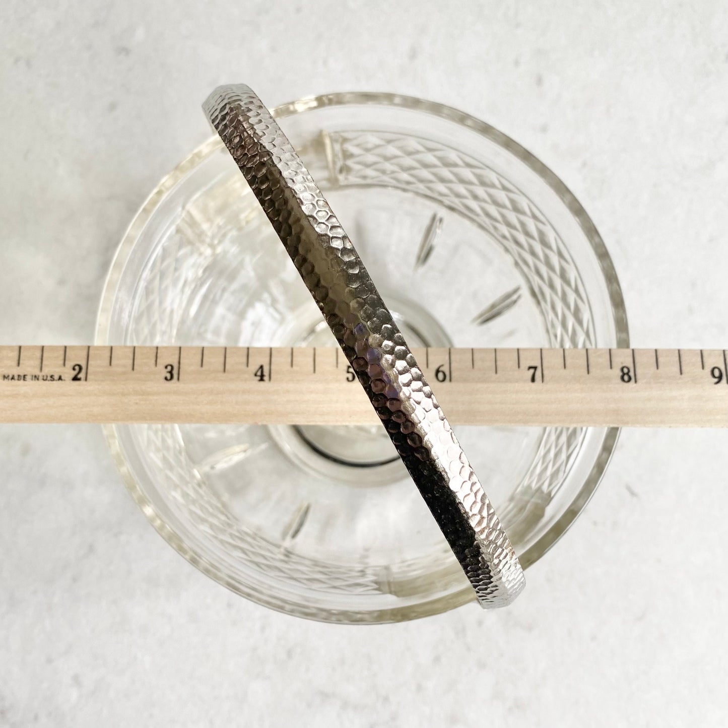 Vintage Ice Bucket with Hammered Metal Handle and Tongs