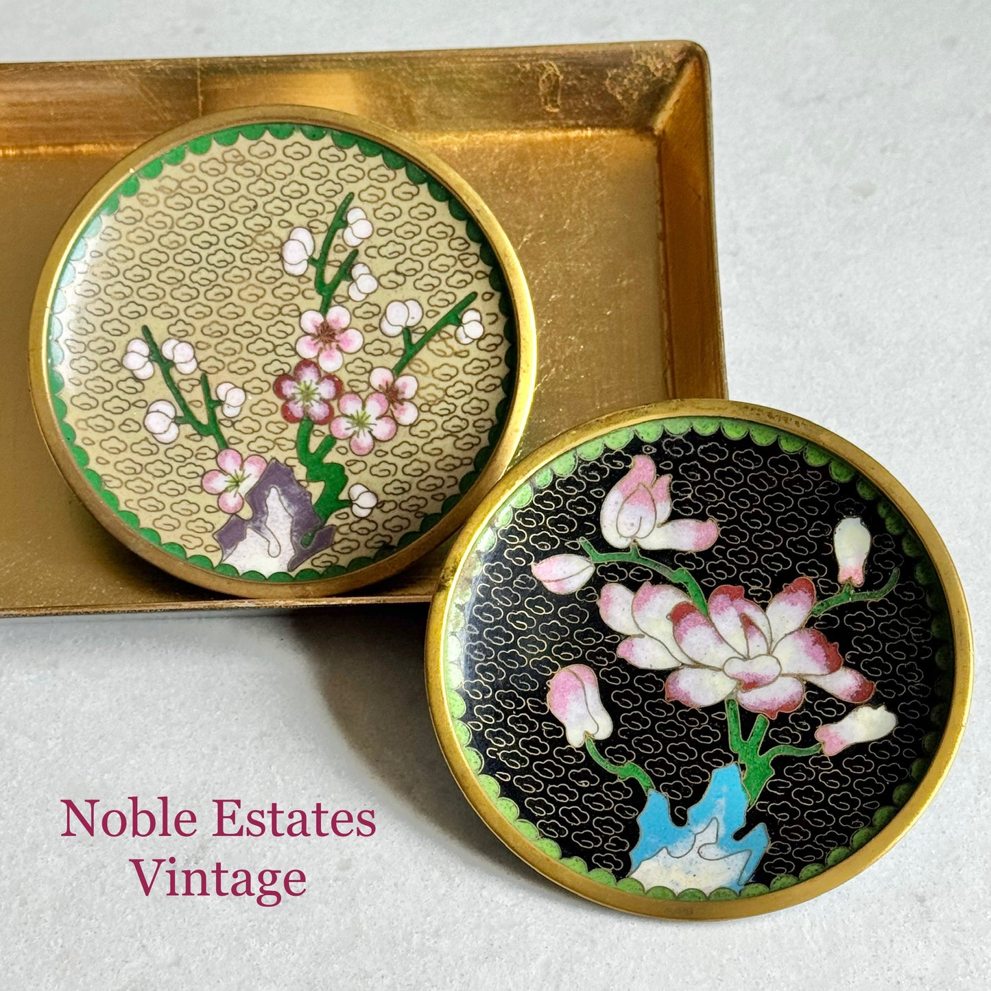 Vintage Chinese Cloisonne Dishes - Set of 2