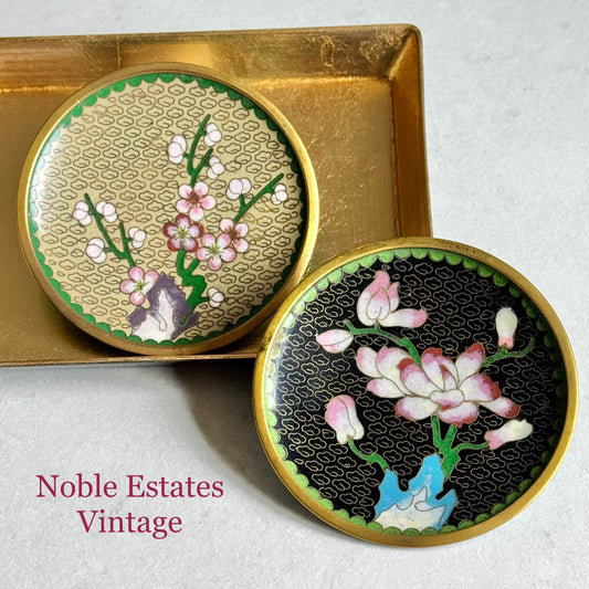 Vintage Chinese Cloisonne Dishes - Set of 2