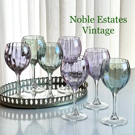 Vintage Luminarc Monaco Mixed Color Iridescent Glasses - Set of 7 Goblets