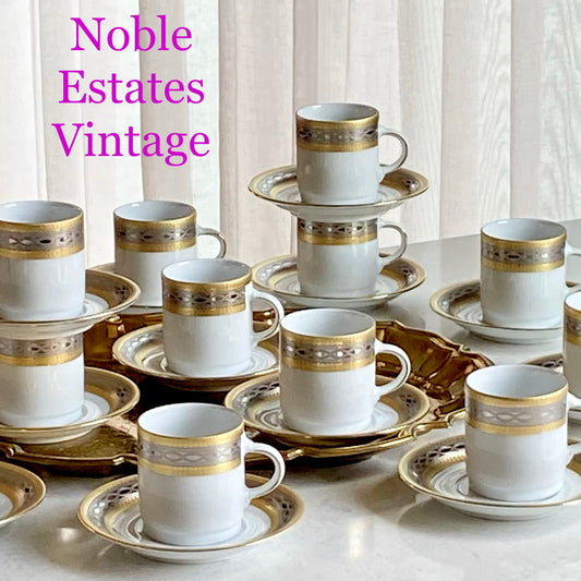 Vintage Bavarian Tirschenreuth Demitasse Espresso Cups and Saucers - 12 sets (24 pieces total)