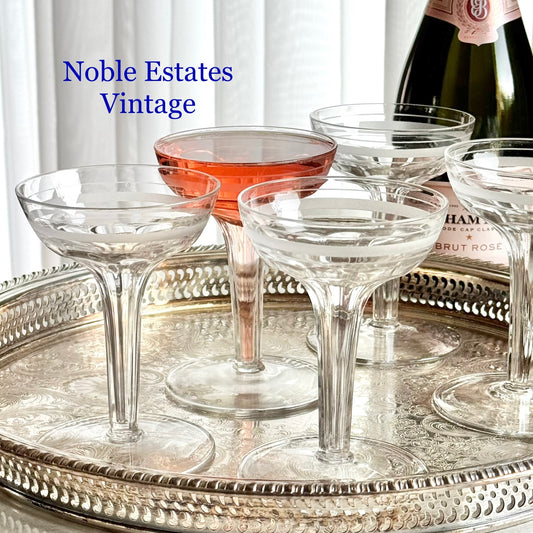 Vintage Hollow Stem Glasses - Set of 6