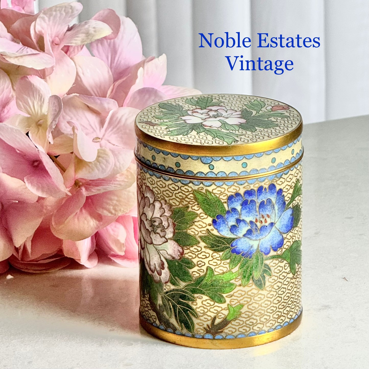 Vintage Chinese Cloisonne Tea Cannister with Lid