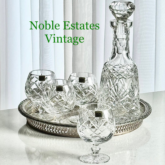 Vintage Irish Crystal Cavan Sheelin Decanter and Four (4) Glasses