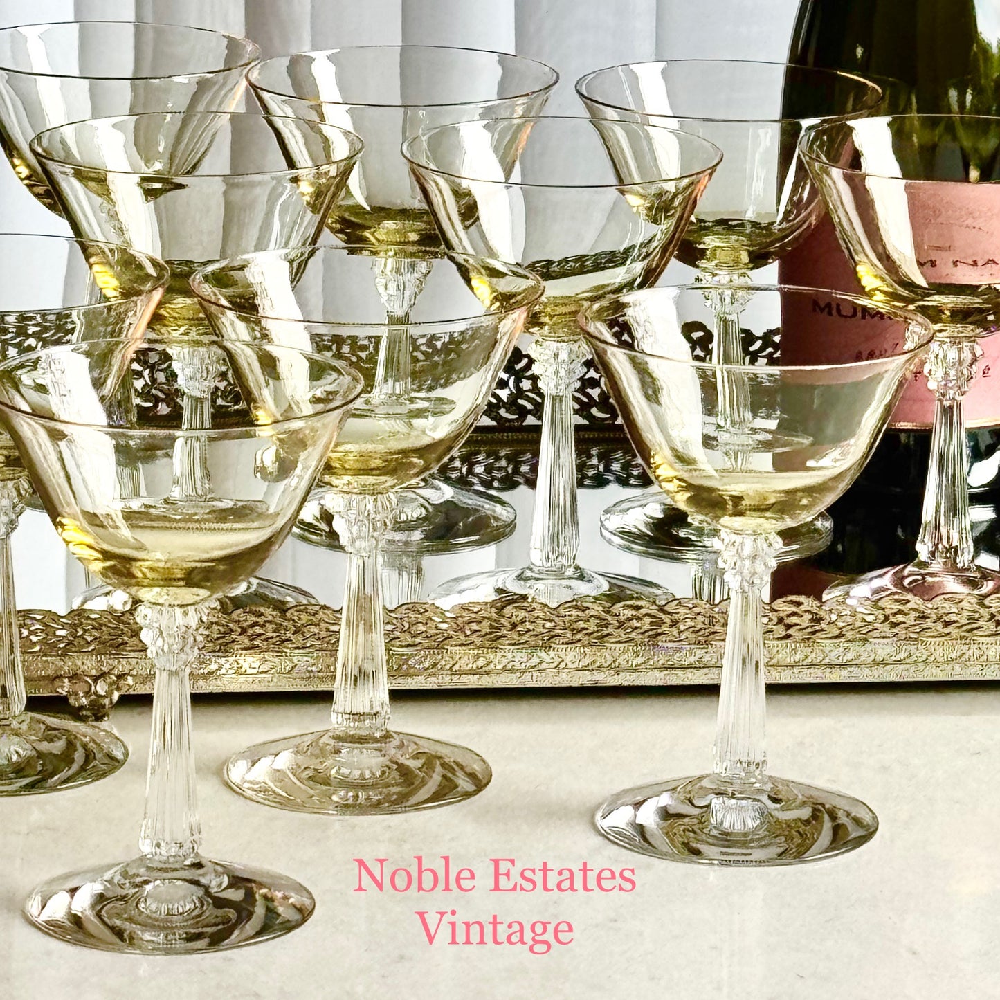 Vintage Fostoria Sceptre Amber Glasses (circa 1937 - 1943) - Set of 11 Coupes