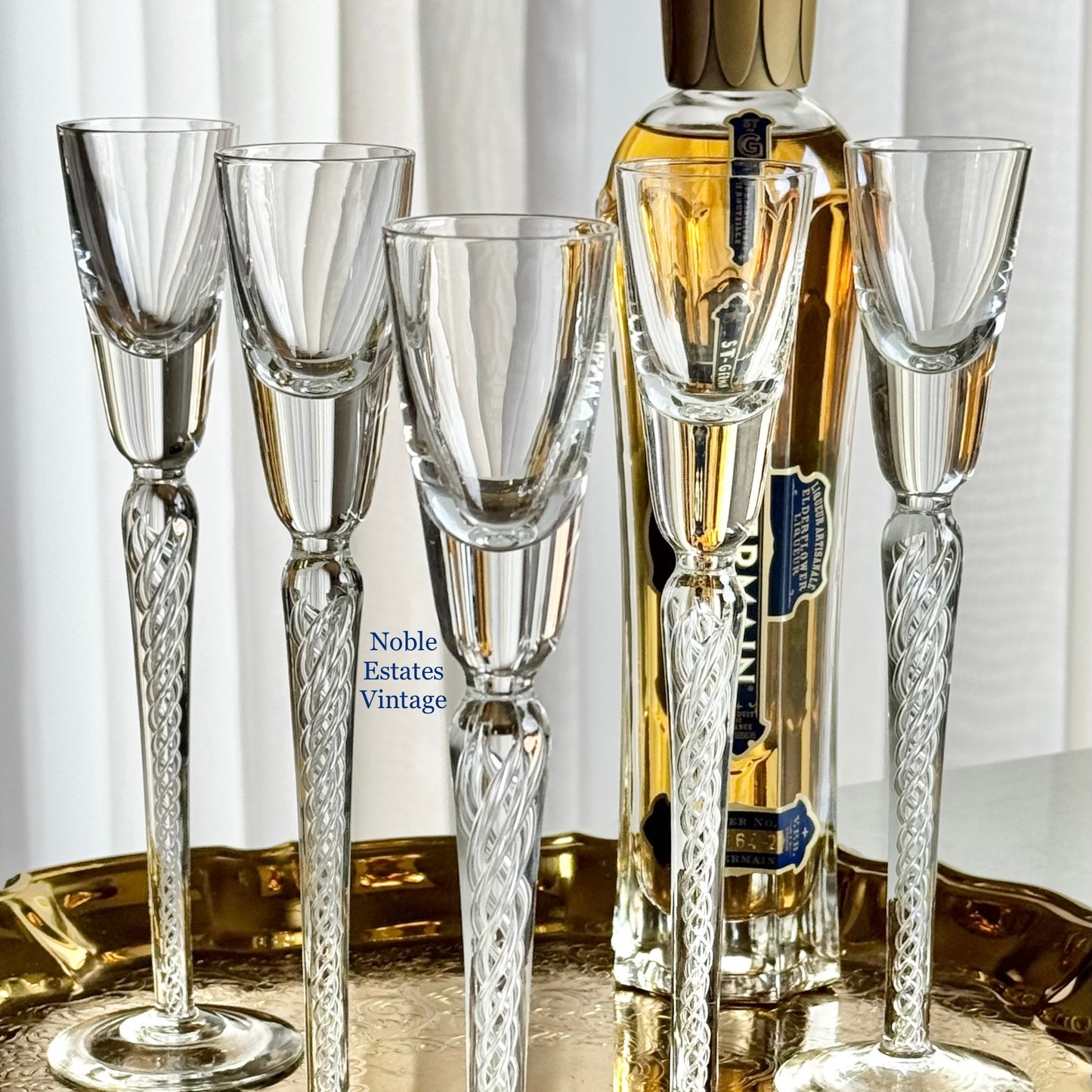 Vintage Bohemia Crystal-Crystalex Air Twist Stem Glasses (#BOC270) - Set of 5