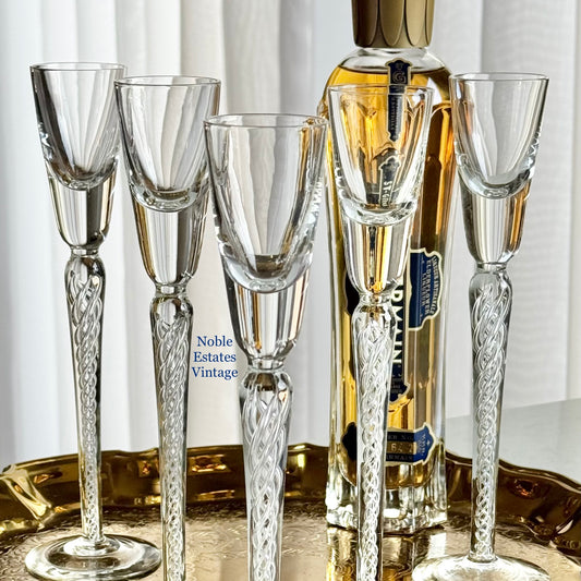 Vintage Bohemia Crystal-Crystalex Air Twist Stem Glasses (#BOC270) - Set of 5