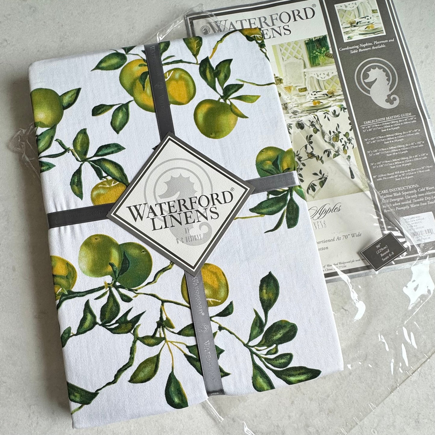 Waterford Linens Golden Apples Tablecloth - 90 inch round