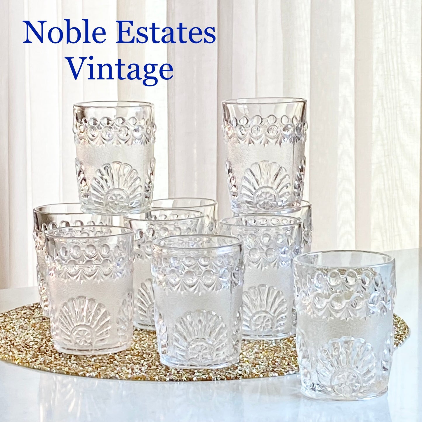 Vintage Westmoreland Shell and Jewel Stippled EAPG Tumbler Glasses - Set of 10