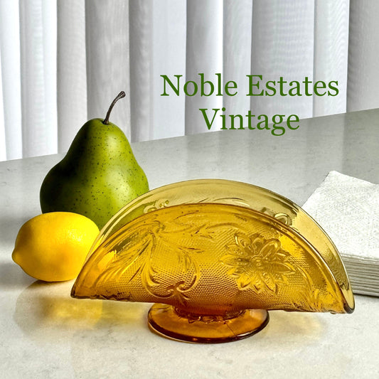 Vintage Tiara Glass Sandwich Amber Napkin Holder (circa 1971 - 1989)