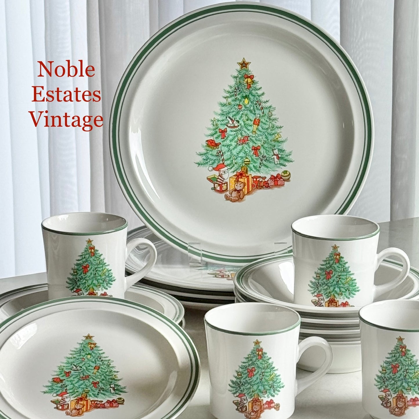 Vintage Anchor Hocking Holiday Magic Dishes - Service for 4 (16 pieces total)