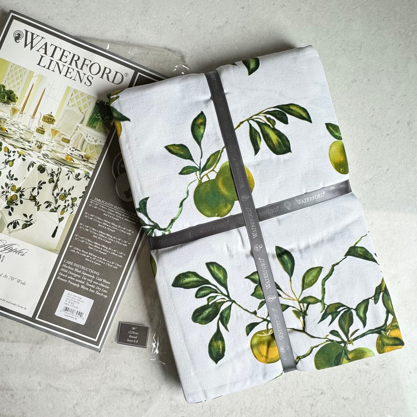 Waterford Linens Golden Apples Tablecloth - 90 inch round