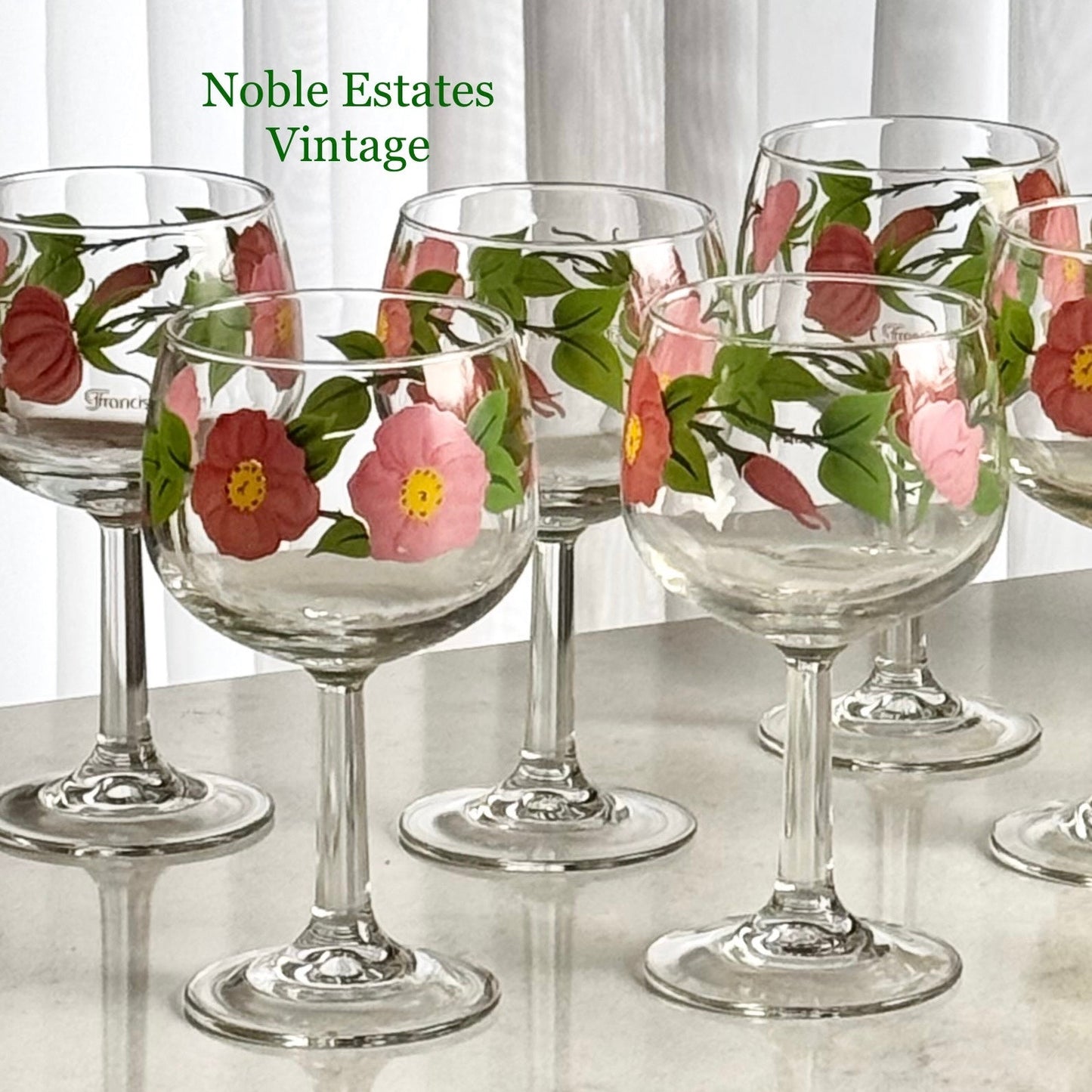 Vintage Franciscan Desert Rose Glasses (6-1/2 inch, 12 oz.) - Set of 8