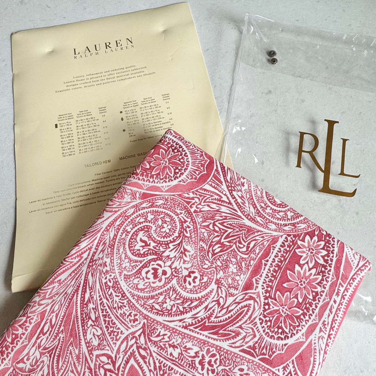 Ralph Lauren Veranda Paisley Red Tablecloth - 70 inch round