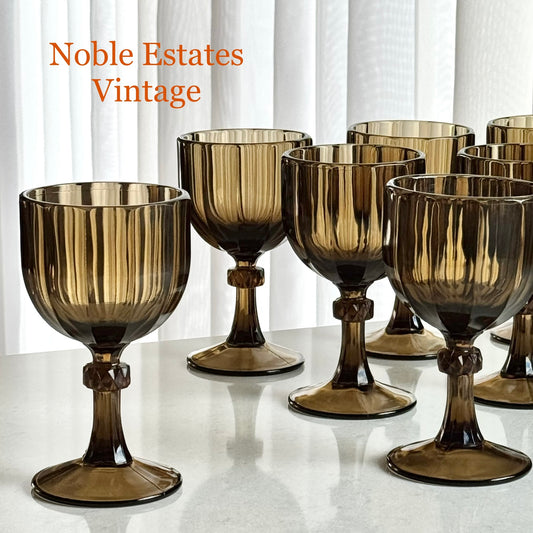 Vintage Imperial Glass Essex Brown Large Goblets  (circa 1982 - 1984) - Set of 12