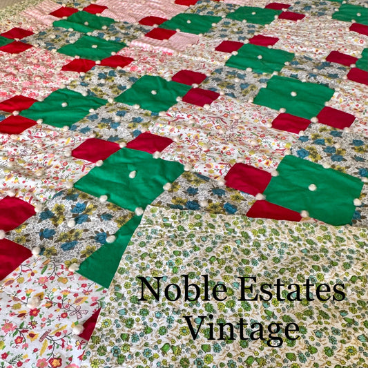 Vintage Hand Tied Patchwork Quilt - Approx. 62 in. x 80 in.