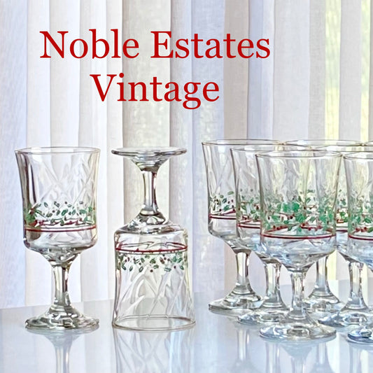 Vintage Arby's Gold Trimmed Christmas Glasses - 24 available, sold in sets of 12
