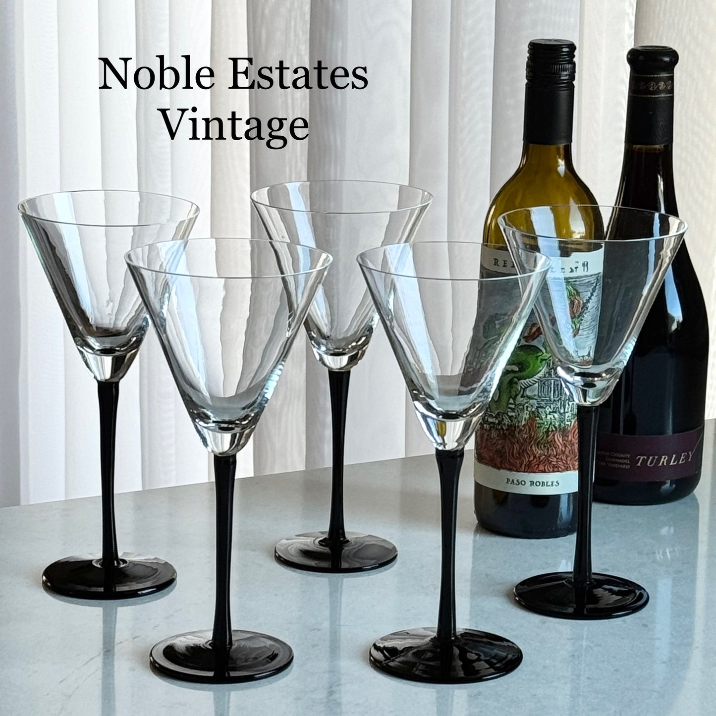 Vintage Artland Black Stem Glasses (#AL1) - Set of 8