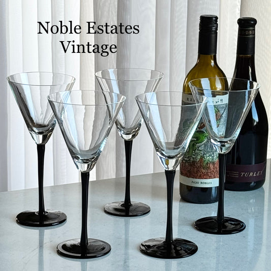 Vintage Artland Black Stem Glasses (#AL1) - Set of 8