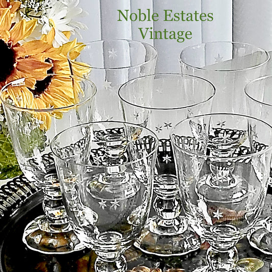 Vintage Fostoria National Star Etched Glasses (circa 1933 - 1943) - Set of 12