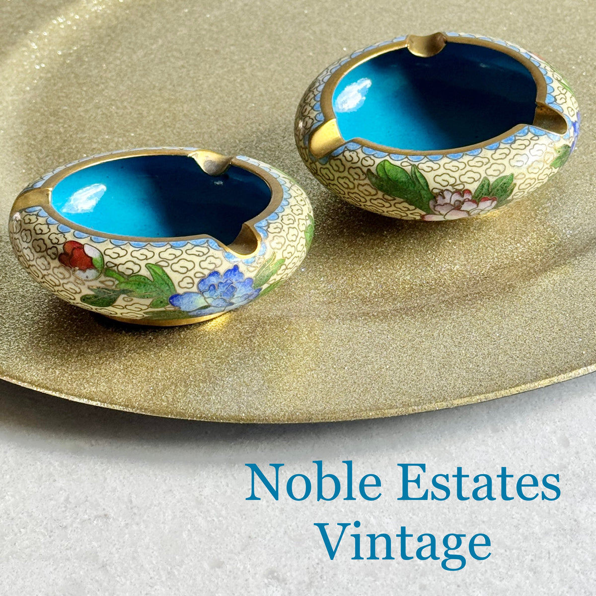 Antique Chinese Cloisonne Ashtrays - Set of 2