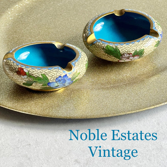 Antique Chinese Cloisonne Ashtrays - Set of 2