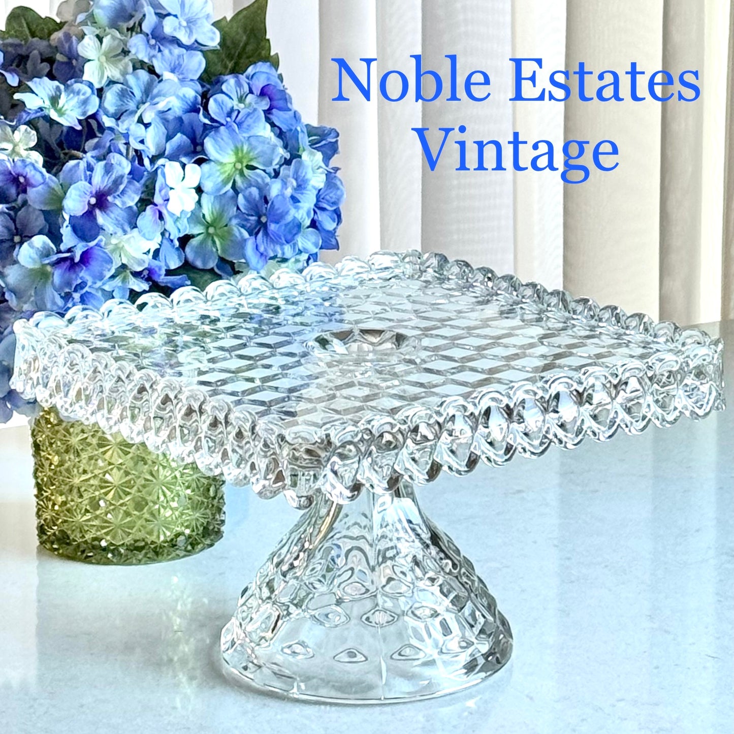 Vintage Fostoria American Square Cake Stand with Rum Well (circa 1915 - 1982)