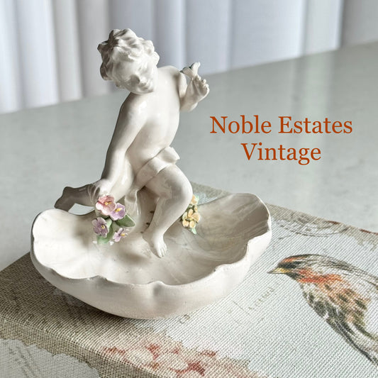 Vintage Cherub in a Shell Trinket Dish