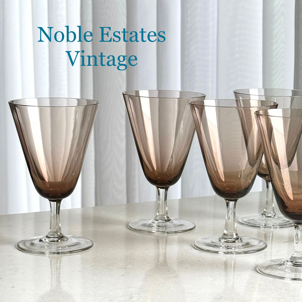 Vintage Theresienthal Brown Bowl Glasses - Set of 7