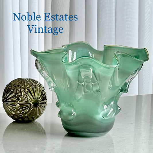 Vintage Daniel Edler Mars Flower Art Glass Vase (circa 1991)