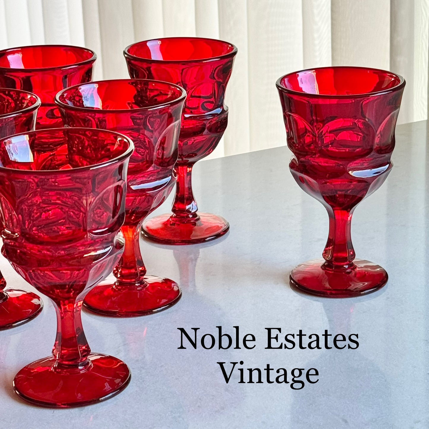 Vintage Fostoria Argus Ruby Red Glasses (circa 1964 - 1982) - Set of 8 Large Goblets