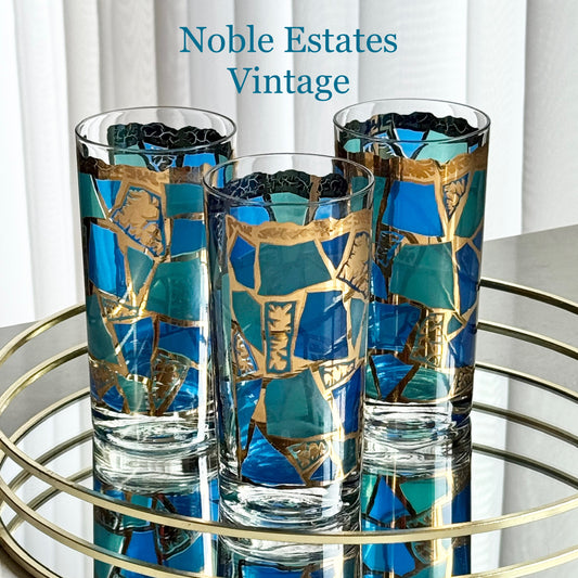 Vintage Georges Briard Europa Highball Glasses - Set of 3