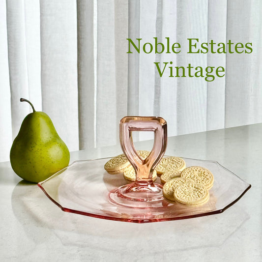 Vintage Pink Glass Tidbit Tray