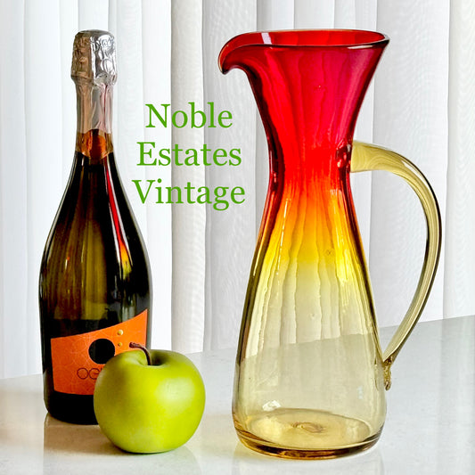 Vintage Blenko Tangerine Amberina Pitcher