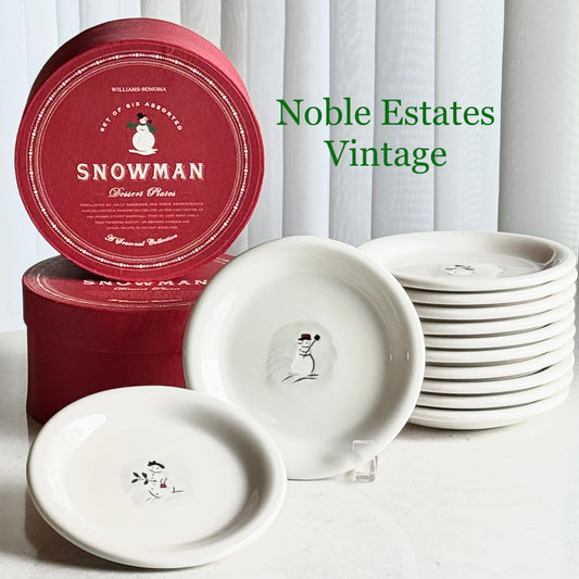 Vintage Williams Sonoma Holiday Snowman Plates - Set of 12