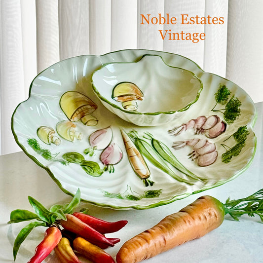 Vintage Los Angeles Pottery Large Dip and Chip/Veggie Platter