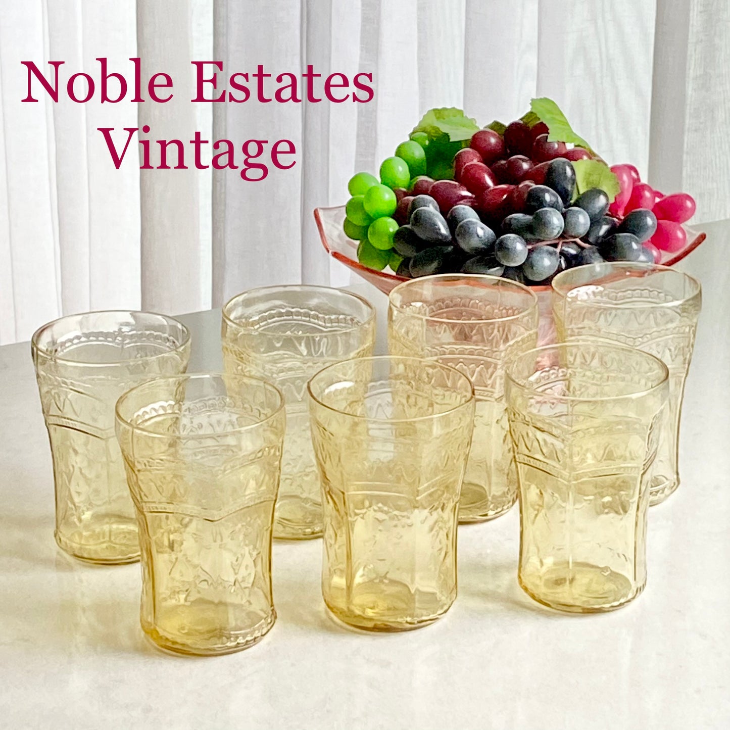 Vintage Federal Glass Patrician Amber Tumblers (circa 1933 - 1937) - Set of 7