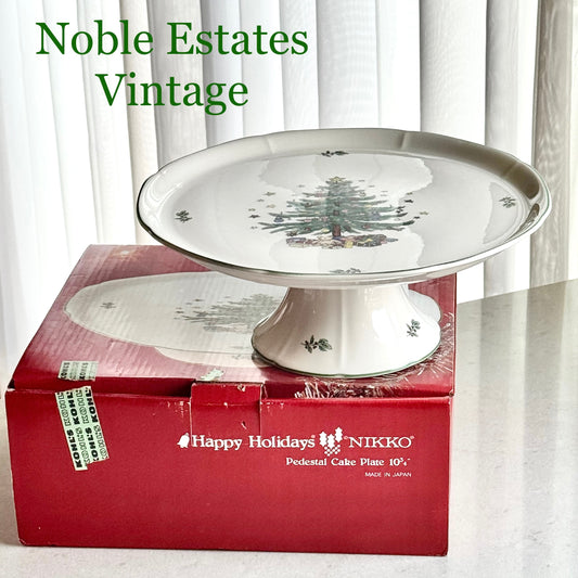 Vintage Nikko Happy Holidays Cake Stand