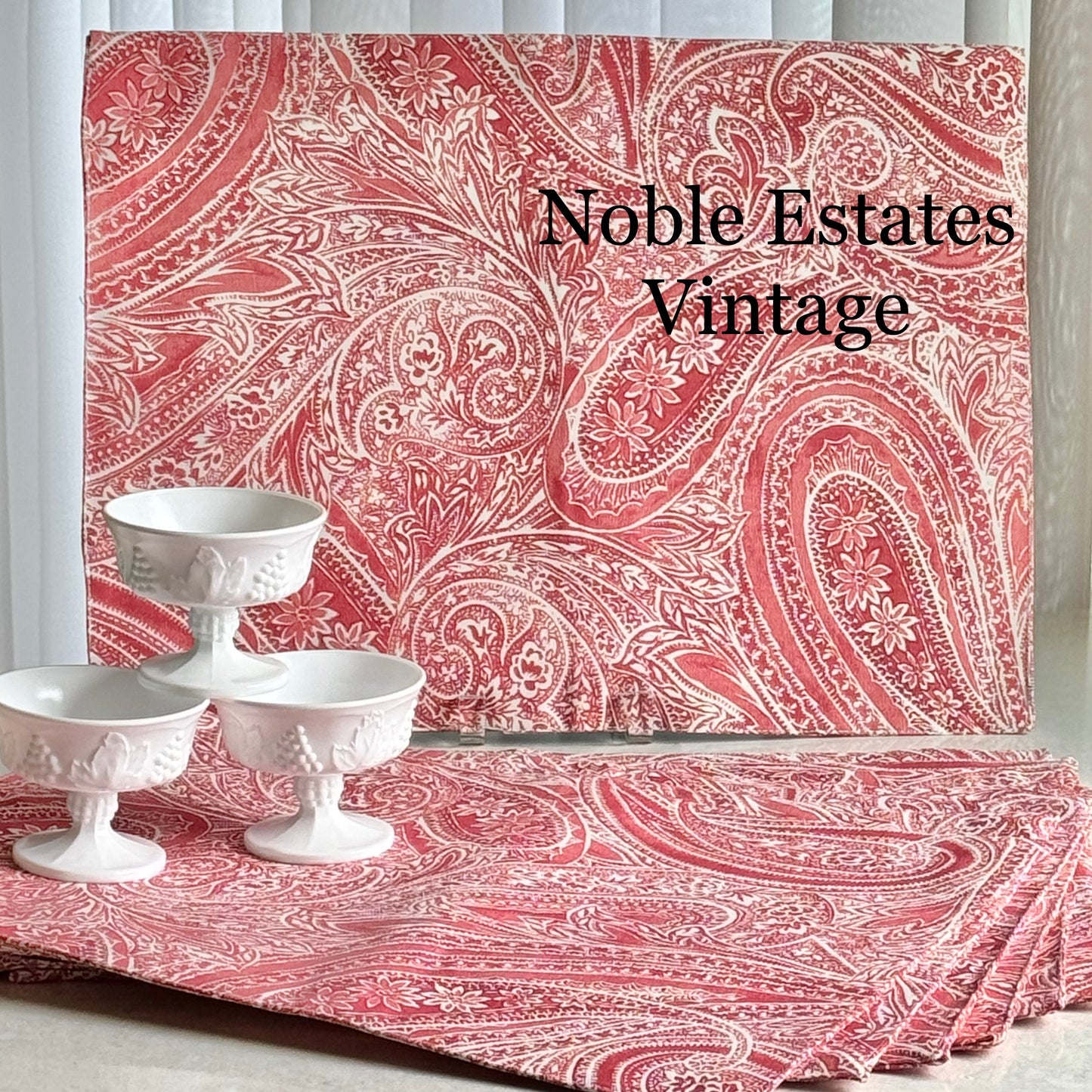 Ralph Lauren Veranda Paisley Red Placemats - Set of 8