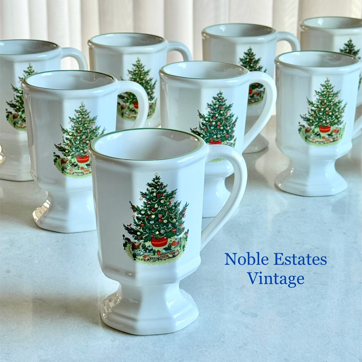 Vintage Pfaltzgraff Heritage Christmas Pedestal Cups