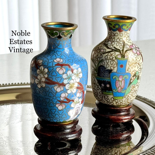 Vintage Chinese Cloisonne Vases (#C4) - Set of 2